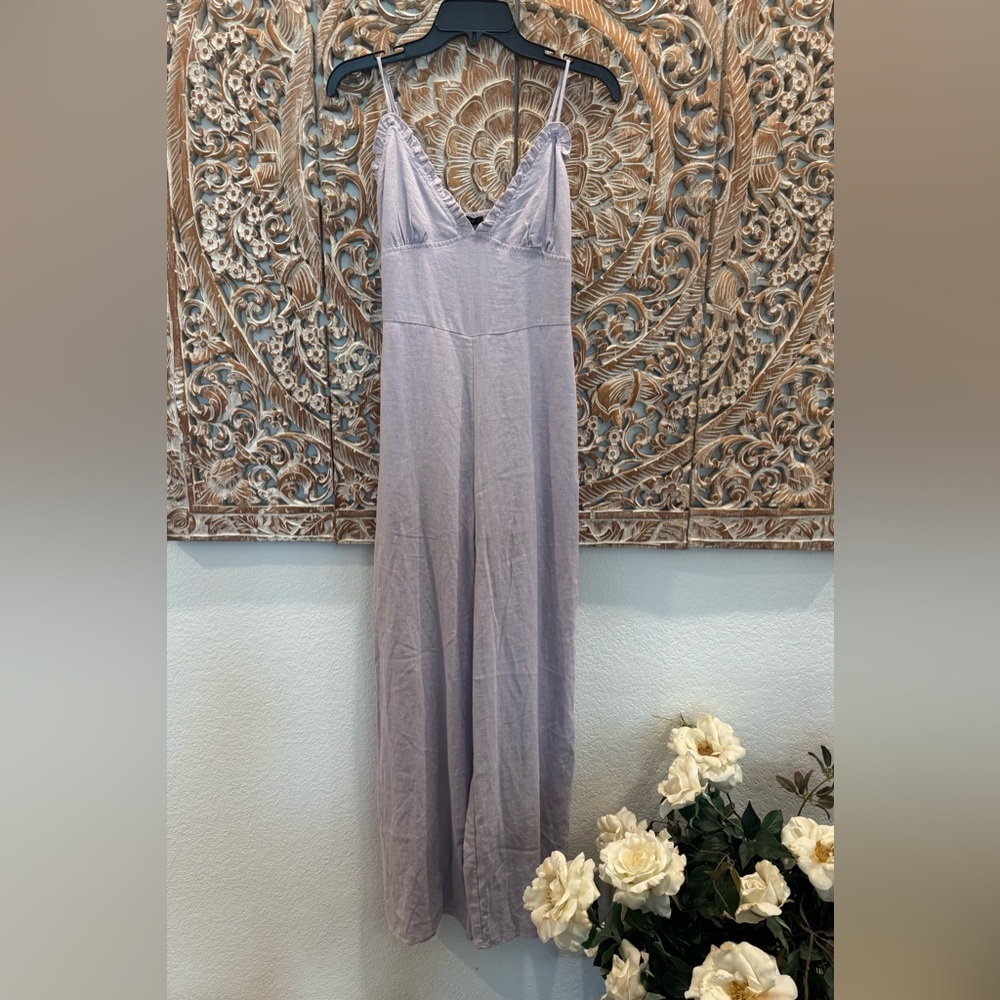 Forever 21 Lavender Linen Blend Wide Leg Jumpsuit XS NWT - Picture 2 of 14